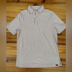 EUC Faherty Movement Classic Striped Polo Collar Shirt in Blue Red Stripes Med